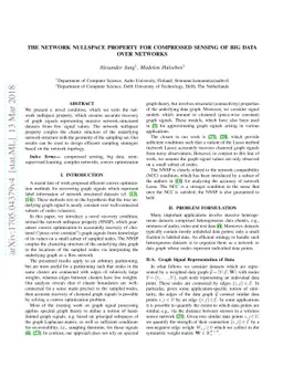 The Network Nullspace Property for Compressed Sensing of Big Data over
  Networks
