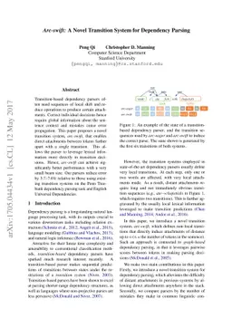 Arc-swift: A Novel Transition System for Dependency Parsing