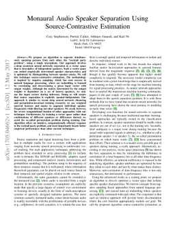 Monaural Audio Speaker Separation with Source Contrastive Estimation