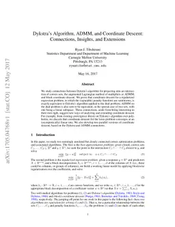 Dykstra's Algorithm, ADMM, and Coordinate Descent: Connections,
  Insights, and Extensions