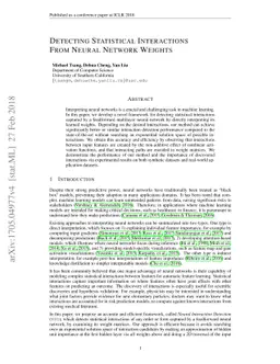 Detecting Statistical Interactions from Neural Network Weights