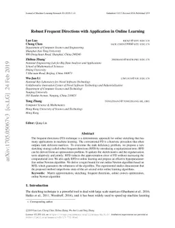 Robust Frequent Directions with Application in Online Learning