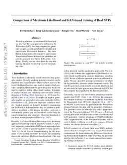 Comparison of Maximum Likelihood and GAN-based training of Real NVPs