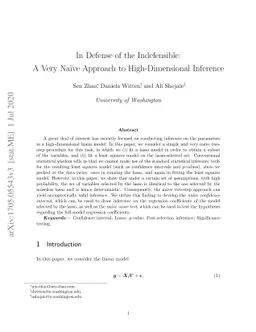 In Defense of the Indefensible: A Very Naive Approach to
  High-Dimensional Inference