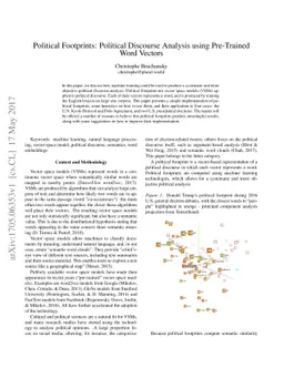 Political Footprints: Political Discourse Analysis using Pre-Trained
  Word Vectors