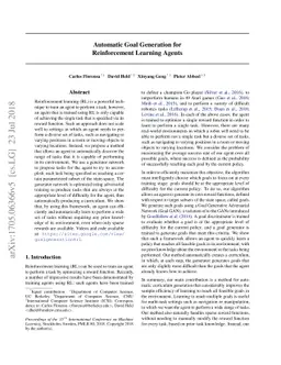Automatic Goal Generation for Reinforcement Learning Agents
