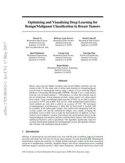 Optimizing and Visualizing Deep Learning for Benign/Malignant
  Classification in Breast Tumors