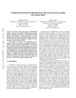 Scalable Exact Parent Sets Identification in Bayesian Networks Learning
  with Apache Spark