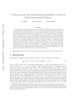 A Non-monotone Alternating Updating Method for A Class of Matrix
  Factorization Problems