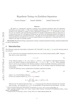 Hypothesis Testing via Euclidean Separation
