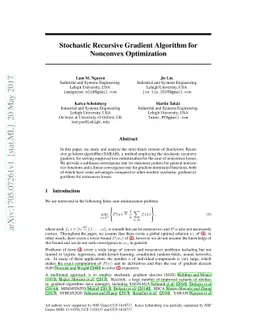 Stochastic Recursive Gradient Algorithm for Nonconvex Optimization