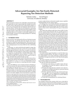 Adversarial Examples Are Not Easily Detected: Bypassing Ten Detection
  Methods