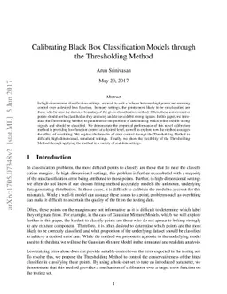 Calibrating Black Box Classification Models through the Thresholding
  Method
