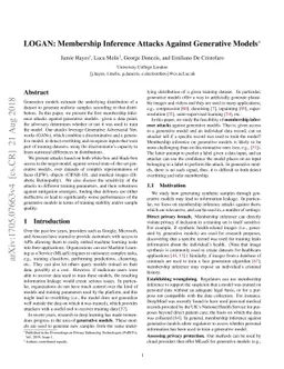 LOGAN: Membership Inference Attacks Against Generative Models