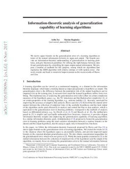 Information-theoretic analysis of generalization capability of learning
  algorithms