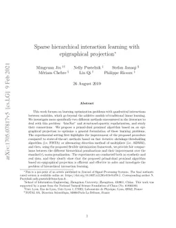 Sparse hierarchical interaction learning with epigraphical projection