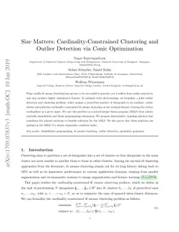 Size Matters: Cardinality-Constrained Clustering and Outlier Detection
  via Conic Optimization