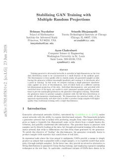 Stabilizing GAN Training with Multiple Random Projections