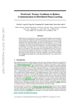 TernGrad: Ternary Gradients to Reduce Communication in Distributed Deep
  Learning