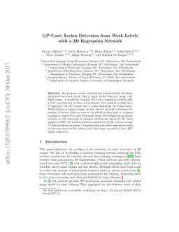GP-Unet: Lesion Detection from Weak Labels with a 3D Regression Network