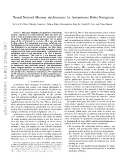 Neural Network Memory Architectures for Autonomous Robot Navigation