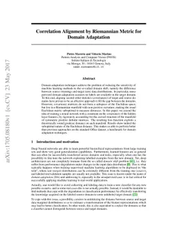 Correlation Alignment by Riemannian Metric for Domain Adaptation