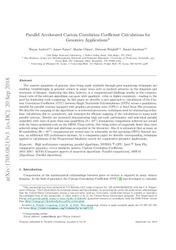 Parallel Accelerated Custom Correlation Coefficient Calculations for
  Genomics Applications