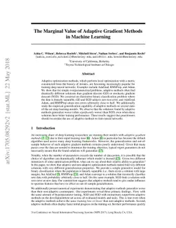 The Marginal Value of Adaptive Gradient Methods in Machine Learning
