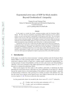 Exponential error rates of SDP for block models: Beyond Grothendieck's
  inequality