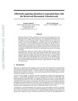 Efficiently applying attention to sequential data with the Recurrent
  Discounted Attention unit