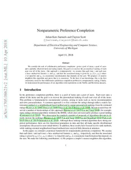 Nonparametric Preference Completion