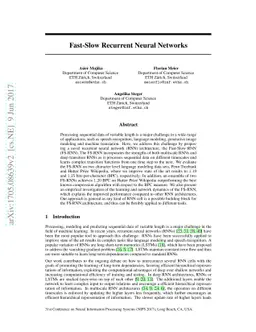 Fast-Slow Recurrent Neural Networks