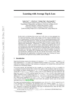 Learning with Average Top-k Loss