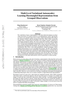 Multi-Level Variational Autoencoder: Learning Disentangled
  Representations from Grouped Observations