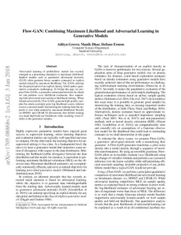 Flow-GAN: Combining Maximum Likelihood and Adversarial Learning in
  Generative Models