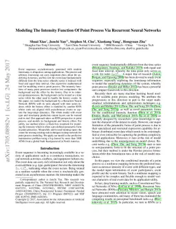 Modeling The Intensity Function Of Point Process Via Recurrent Neural
  Networks