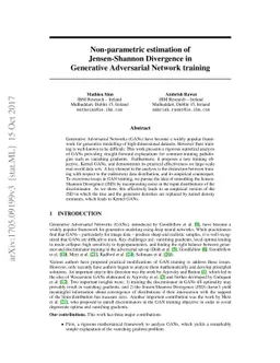 Non-parametric estimation of Jensen-Shannon Divergence in Generative
  Adversarial Network training