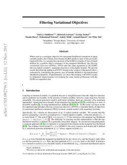 Filtering Variational Objectives