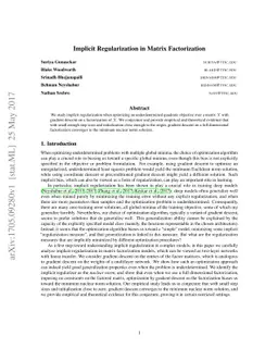 Implicit Regularization in Matrix Factorization