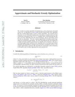 Approximate and Stochastic Greedy Optimization