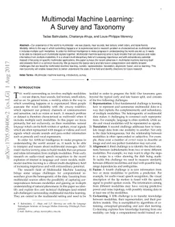 Multimodal Machine Learning: A Survey and Taxonomy