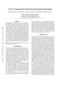 ASR error management for improving spoken language understanding
