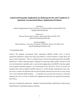 Logical and Inequality Implications for Reducing the Size and Complexity
  of Quadratic Unconstrained Binary Optimization Problems
