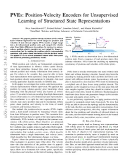 PVEs: Position-Velocity Encoders for Unsupervised Learning of Structured
  State Representations