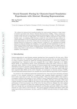 Neural Semantic Parsing by Character-based Translation: Experiments with
  Abstract Meaning Representations