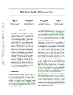 Multi-dueling Bandits with Dependent Arms