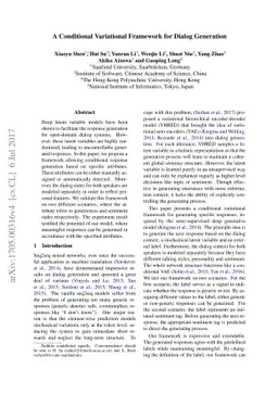 A Conditional Variational Framework for Dialog Generation