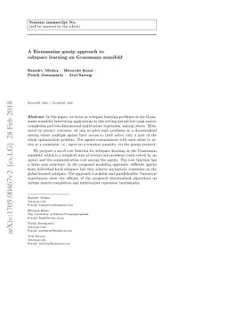 A Riemannian gossip approach to subspace learning on Grassmann manifold