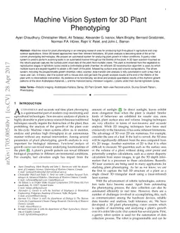 Machine Vision System for 3D Plant Phenotyping