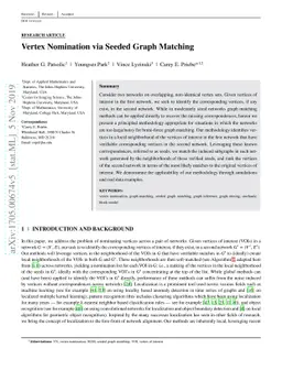 Vertex Nomination Via Seeded Graph Matching